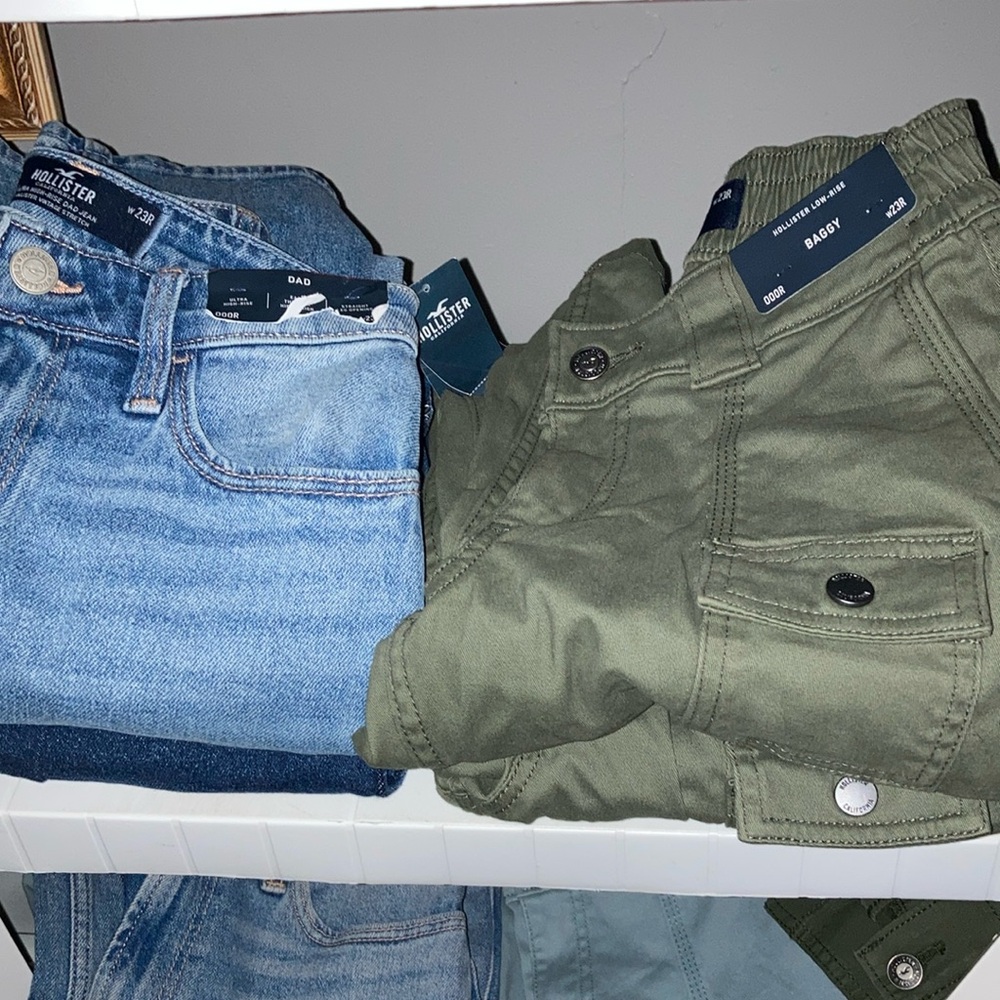 Hollister Men's Blue and Green Jeans